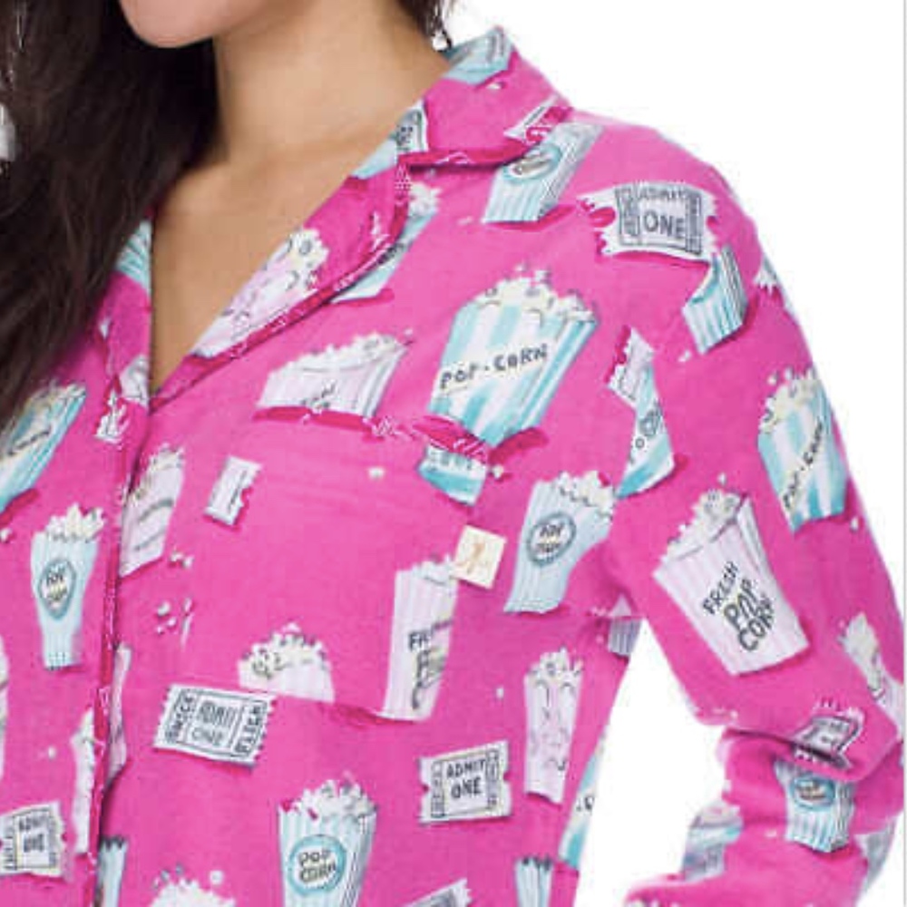 munki munki Women Pajama Set Classic Flannel Pink - Picture 4 of 7